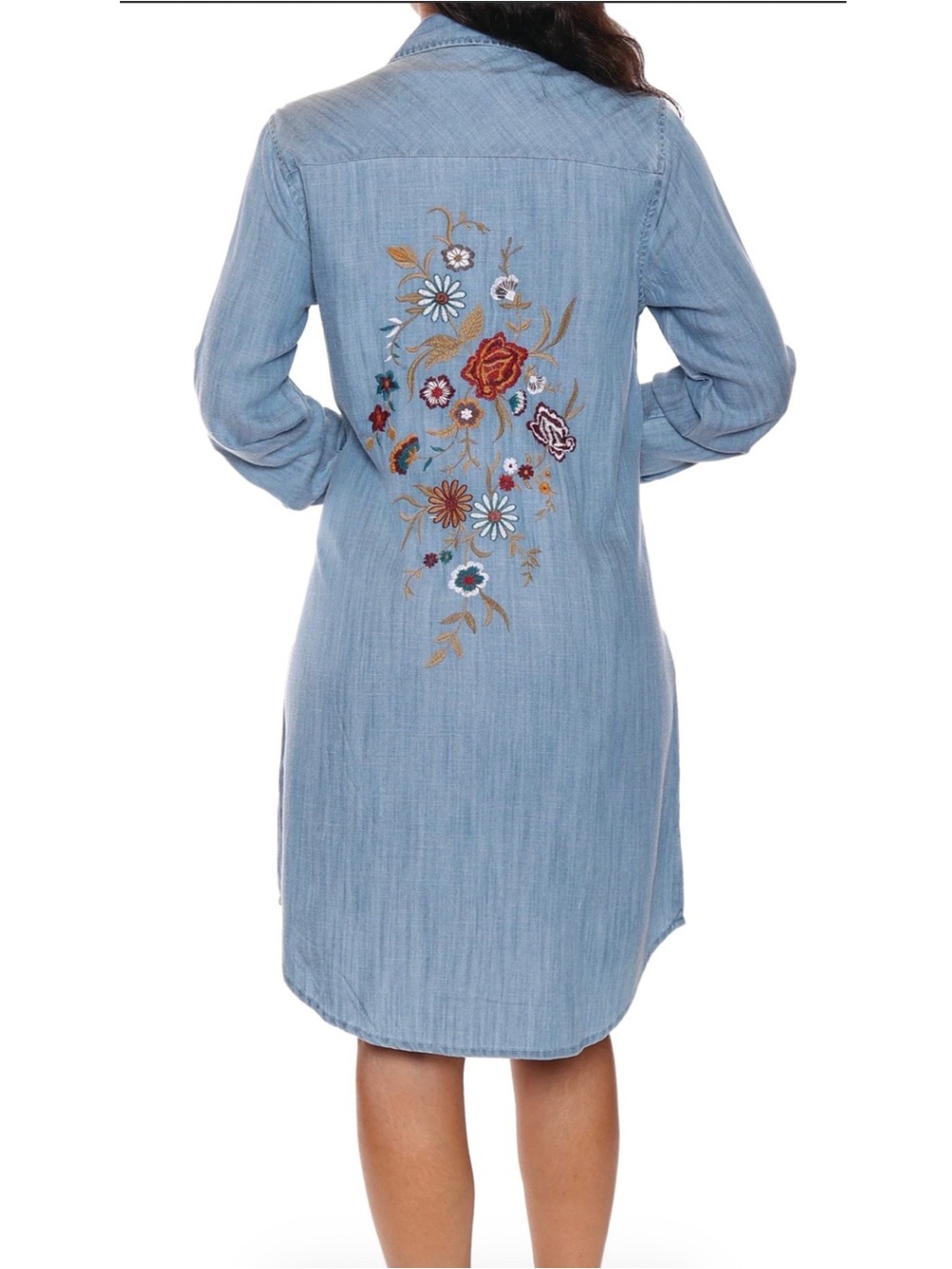 Papa Vancouver Lyocell Embroidered Denim Shirt Dress NWT Small - Picture 3 of 5